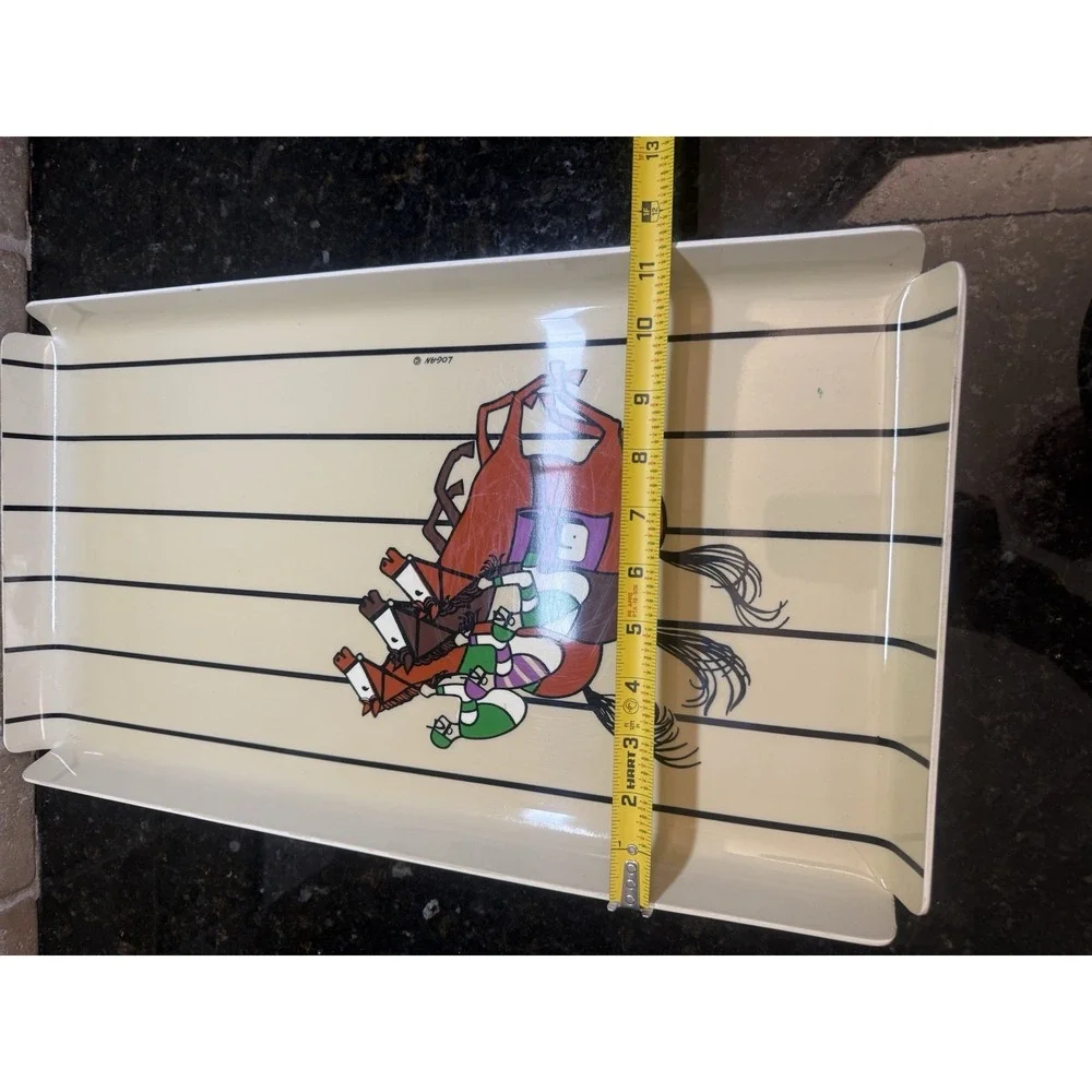 VTG Mid Century Modern Horse‎ Racing Equestrian Derby Plastic Serving Tray Logan